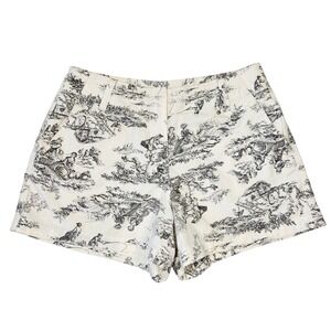 Herman Geist Toile Print Shorts Womens 8‎ High Waist Cotton Casual Summer Art